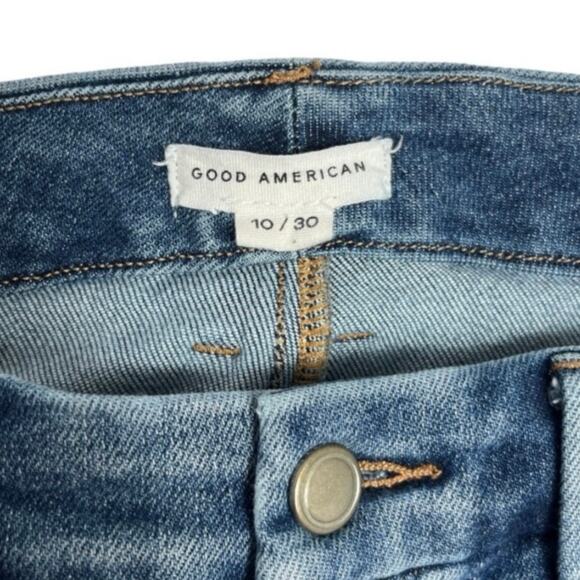 Good American Women's Good Leg Cigarette Distressed Knees Blue jean Size 30X26 - Picture 6 of 13